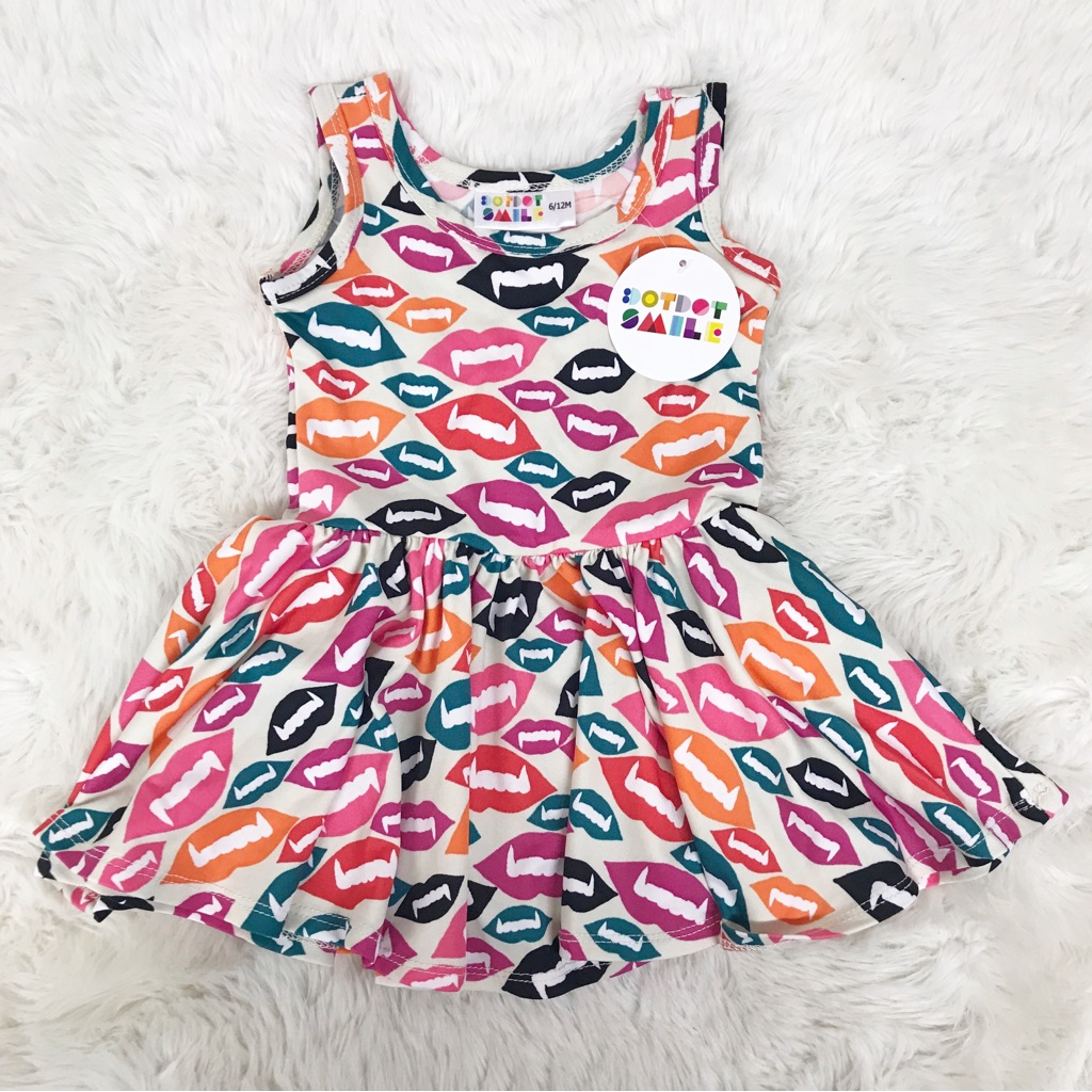 Dot Dot Smile Baby Girl Vampire Print Halloween Dress Costume Rainbow 6-12 Month